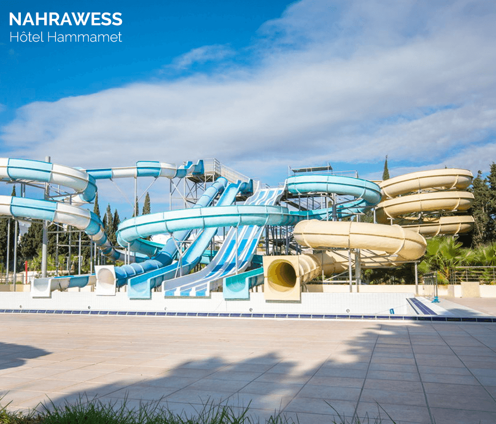 Freeoui Nahrawess Hammamet Accès tobogan, piscine et plage pour une